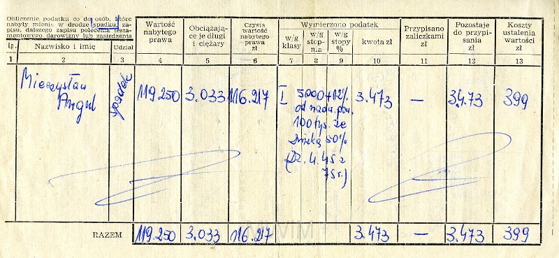 KKE 5767-1a.jpg - Dok. Decyzje wydziału Finasowego Urzędu Miejskiego w sprawie opłaty spadkowej po zmarłych rodzicach dla Mieczysława Awgul, Szczecin, 19 XI 1976 r.